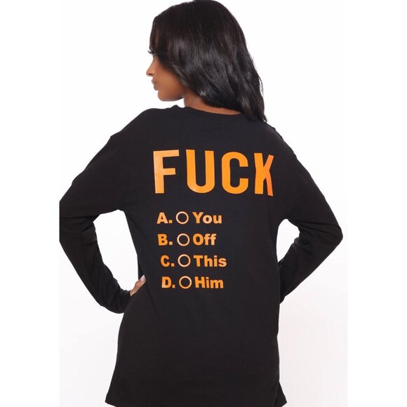 Fashion Nova ✦ You Chose Long Sleeve Tunic Top ✦ Bold Graphic Back Black XS/S NW - Picture 1 of 2